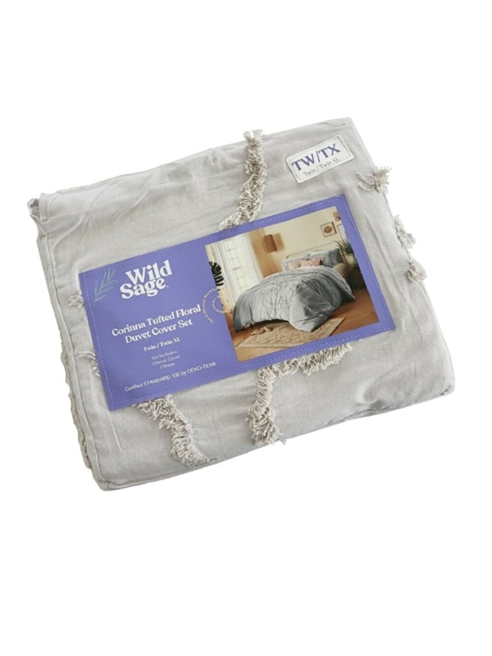 new Wild Sage Corinna 2-pc Cotton TWIN XL Dorm Duvet Cover Set - LUNAR ROCK GRAY